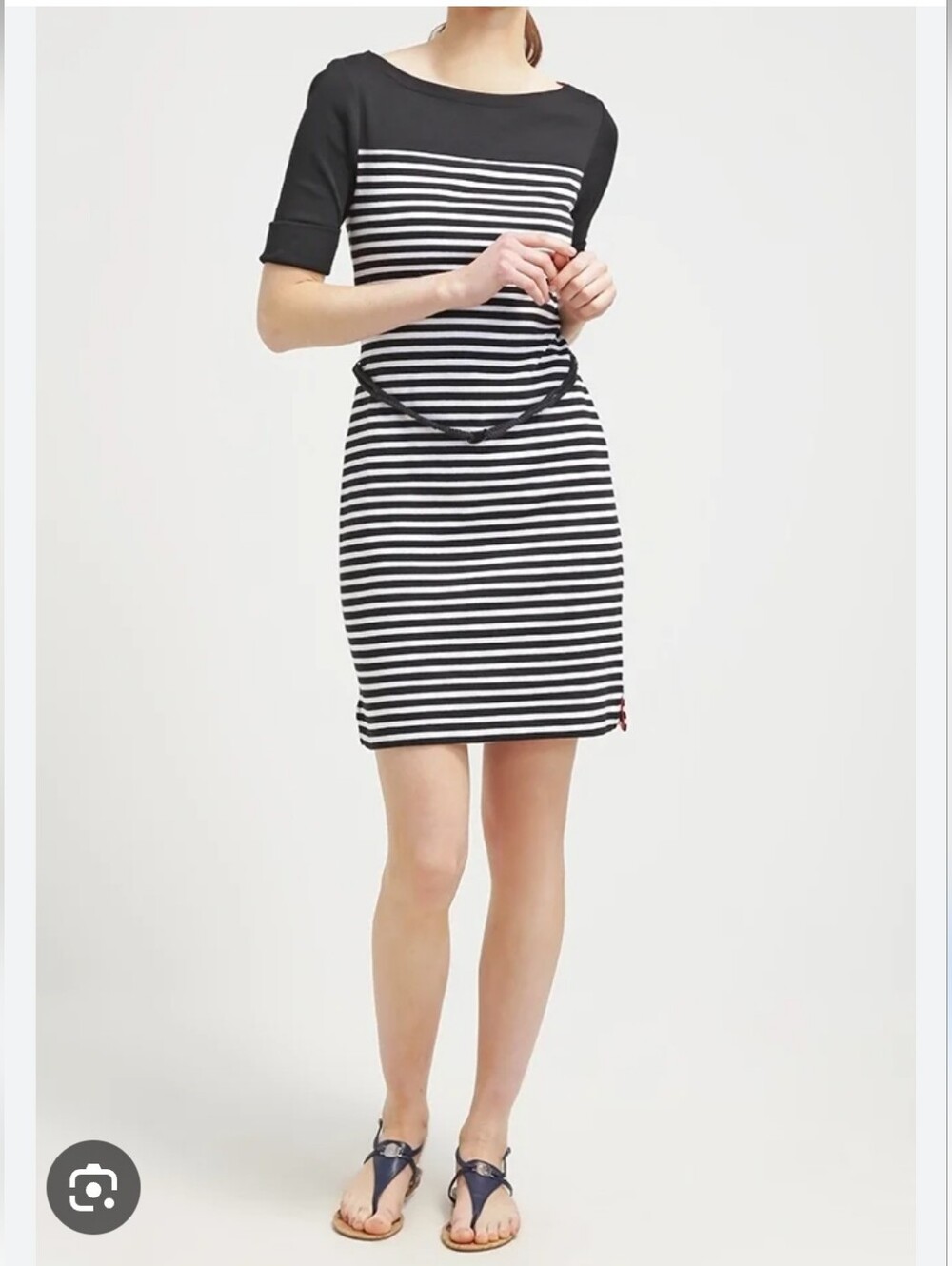 Ralph Lauren Black & White Striped Midi Dress
